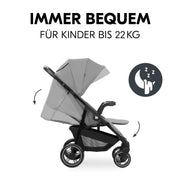 Silla de paseo hauck con bandeja para aperitivos y portavasos, Shop N Care Grey | Con función de reclinado desde el nacimiento hasta los 22 kg, protección UV 50+, silla de paseo de plegado compacto, ruedas de EVA a prueba de pinchazos, cesta grande
