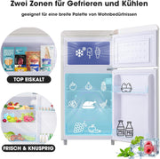Refrigerador con congelador Merax, combinación frigorífico-congelador, frigorífico pequeño con 51L y congelador de 21L, silencioso, LED, estantes de vidrio, cajón para verduras, estantes en la puerta, para cocina, sala de estar, oficina, negro