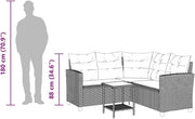 Sofá de jardín en forma de L vidaXL con mesa y cojines de ratán sintético gris, sofá de exterior, sofá para exteriores, sofá de jardín de ratán sintético, sofá de terraza