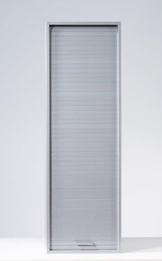SIMMOB Armario con persiana 123,6 x 40 x 35 cm – armario alto estrecho con puerta de persiana – independiente o para montaje en pared – 3 estantes ajustables – armario de cocina aluminio mate