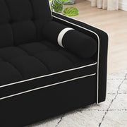 Sofá cama de 2 plazas de terciopelo de 55" con cama extraíble, respaldo ajustable, bolsillos laterales y soporte para teléfono