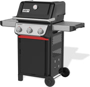 Barbacoa de gas Weber Spirit E-310 / 3 quemadores, encendido Snap-Jet, ruedas resistentes y rejilla de calentamiento, superficie de cocción de 51 x 46 cm, compatible con las mesas laterales Weber Works, negro/plateado