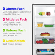 Bomann, Frigorífico y Congelador 173L Inox KG7359 - Frigorífico 121L, Congelador 52L, Iluminación LED, Control de temperatura, Alarma de puerta abierta, Ahorro de energía, Dimensiones 142,5x49,5x56 cm