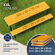 Set de mesa y bancos plegables para cervecería, 220 cm, madera, 2 bancos, 1 mesa, capacidad hasta 10 personas