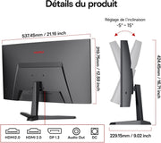 Monitor gaming KOORUI de 24 pulgadas, pantalla FHD VA 1500R, 180 Hz curva, Adaptive-Sync, VESA 100 * 100 mm, 2xHDMI 2.0 y 1xDisplayPort 1.2