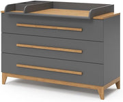 Cambiador VitaliSpa Malia, blanco/roble, 133 x 98 cm XL con 3 cajones