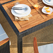 Conjunto de muebles de jardín Casaria®: 8 sillas con cojines de 7 cm, mesa, 2 respaldos ajustables, muebles de terraza para exteriores, polirratán, resistente a la intemperie, madera de acacia, comedor, jardín, balcón, salón.