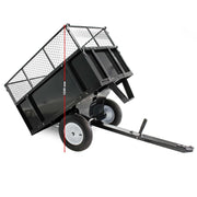 Remolque basculante Wiltec 166,5 x 77,5 x 106 cm 300 kg, remolque volquete para tractor cortacésped con rejilla y laterales extraíbles, remolque con función de basculamiento