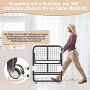 Cama plegable Sonnewelt 90x200 cm con 13 cm de grosor y ruedas