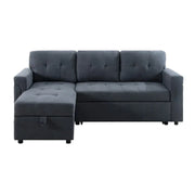 Sofá seccional reversible convertible con cama extraíble, chaise longue con almacenamiento oculto y patas duraderas