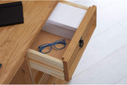 Escritorio CARO-Möbel Salsa de estilo mexicano, elegante mesa para computadora de pino macizo, escritorio de oficina con cajones, teñido y encerado