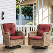 Sillones mecedoras de mimbre para exteriores Gymojoy con base giratoria (juego de 2)