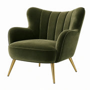 Sillón de terciopelo con patas de metal verde