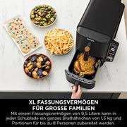 Freidora de aire Ninja Double Stack XL, 2 cajones verticales, 4 niveles de cocción, 2 rejillas, diseño compacto, 9,5 L de capacidad, 6 funciones, 8 raciones, pinzas, negro/cobre SL400EUCP
