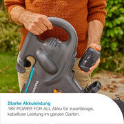 Aspirador/soplador de hojas a batería PowerJet Collect 18 V con función de aspiración y soplado, bolsa de recogida y velocidad ajustable, set