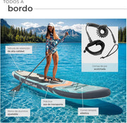 tectake® Tabla de Stand Up Paddle Hinchable, incluye remo 2 en 1, asiento de kayak, bomba de aire, mochila de transporte, Stand Up Paddle, accesorios para paddle surf, tabla hinchable
