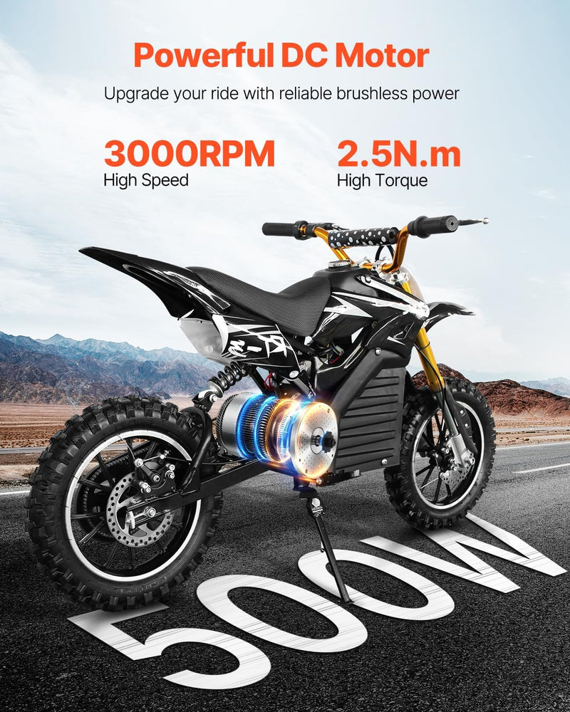 VEVOR Kit de motor eléctrico sin escobillas, 500 W, motor eléctrico de CC para karts, 36 V 3000 rpm, con controlador de velocidad y kit de acelerador, para bicicleta eléctrica, motocicleta, scooter