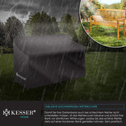 KESSER® Banco de jardín de madera, resistente a la intemperie | Para 3 a 4 personas | Banco de parque de madera maciza | Banco con capacidad de carga de 320 kg, 150 cm | Banco para balcón, terraza y jardín, incluye funda, marrón claro