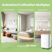 COMFEE' Deshumidificador Compacto, Absorbe hasta 12L/día, Modo silencioso, Bloqueo infantil, Temporizador 24H, Depósito 2,5L, Para habitaciones de 20-35㎡, Aqua Dry 12