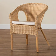 Silla de comedor Abbey de ratán natural estilo bohemio moderno