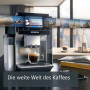 Cafetera superautomática Siemens EQ900 TQ903D03, control por app, pantalla táctil intuitiva, modo barista, AromaBoost, reducción de ruido, molinillo premium, limpieza automática con vapor, 1500 W, acero inoxidable
