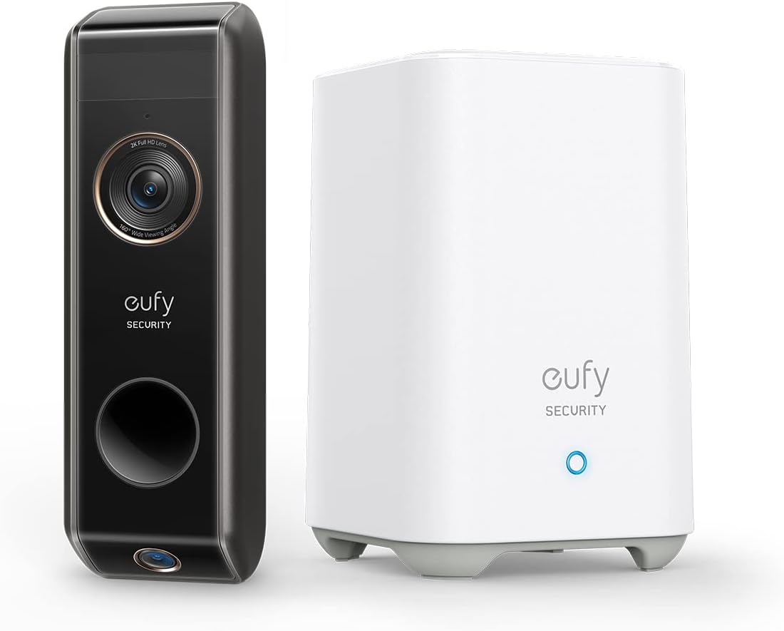 Timbre inalámbrico con video eufy Security S330 con 2 cámaras (a batería) con HomeBase, detección dual de movimiento y paquetes, 2K HD, sin tarifas mensuales, 16 GB de almacenamiento local