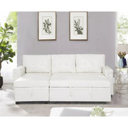 Sofá seccional reversible convertible con cama extraíble, chaise longue con almacenamiento oculto y patas duraderas