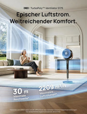Ventilador de pie inteligente DR-HAF003S con Wi-Fi, luz LED RGB, oscilación de 150°, 12 velocidades y flujo de aire de 2209 m³/h