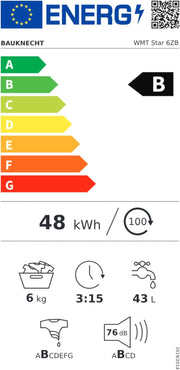 Lavadora de carga superior Bauknecht WMT Pro Eco 6ZB / 6 kg / 1200 rpm / Programa antimanchas / FreshFinish / Tecnología ZEN / Inicio diferido / SoftOpening / Rápido 30' / 15° Green&Clean