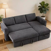 Sofá cama seccional Dyonery de 81", sofá cama en forma de L con chaise longue de almacenamiento reversible, USB, respaldo reclinable