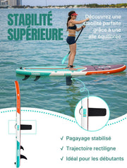 Tabla de paddle surf hinchable Niphean para adultos con todos los accesorios, tabla de stand up paddle hinchable de 320 cm para todos los niveles, SUP con capacidad de 200 kg para 2 personas, paddle hinchable con asiento