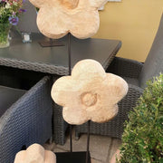 Flor de madera sobre soporte de metal 3 tamaños 130/90/50 cm decoración madera accesorio para el hogar