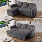 Sofá cama Dyonery 81, sofá seccional en forma de L, sofá extraíble con respaldo reclinable, puertos USB