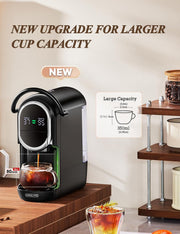Cafetera automática Cafelffe, cafetera de cápsulas 4 en 1 con temperatura ajustable y 7 tiempos de preparación preestablecidos, máquina de espresso de 19 bares para NES/DG/ESE/café molido, negro