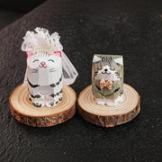 Adornos de madera tallados a mano de gatos y perros, decoración rústica para el hogar estilo bohemio de granja para escritorio