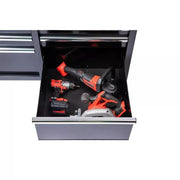 Banco de trabajo móvil 2026 con caja de herramientas de 9 cajones en negro brillante - 46 pulg. de ancho x 24 pulg. de profundidad