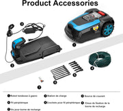 Robot cortacésped inalámbrico automático LEADZM 1200 m² - Recarga automática, control por app Bluetooth/Wi-Fi, altura de corte 25-65 mm, ancho de corte de 220 mm, pendiente 47%, resistente al agua IPX5