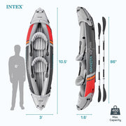 Kayak inflable de vinilo para 2 personas Intex Dakota K2 2025, con remos y bomba – Caja abierta