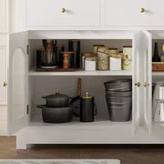 Aparador de comedor estrecho de 55 pulgadas con 3 cajones y 4 puertas para cocina, comedor y sala de estar
