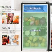 Mininevera con congelador HOMCOM de 3.2 pies cúbicos, refrigerador compacto de una puerta con termostato ajustable para dormitorio