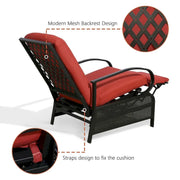 Sillón reclinable ajustable para patio con cojín - 38 (profundidad) x 26.5 (ancho) x 38.5 (alto) PULGADAS