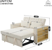 Sofá cama multifuncional 3 en 1 Merax con almacenamiento, USB y portavasos – Sofá cama de 2 plazas moderno y extensible para salón y habitación de invitados