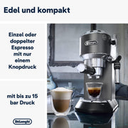 De'Longhi Dedica Style EC 685.M – Cafetera espresso de bomba tradicional, con espumador de leche profesional, solo 15 cm de ancho, para café molido o monodosis ESE, depósito de 1 l, plata