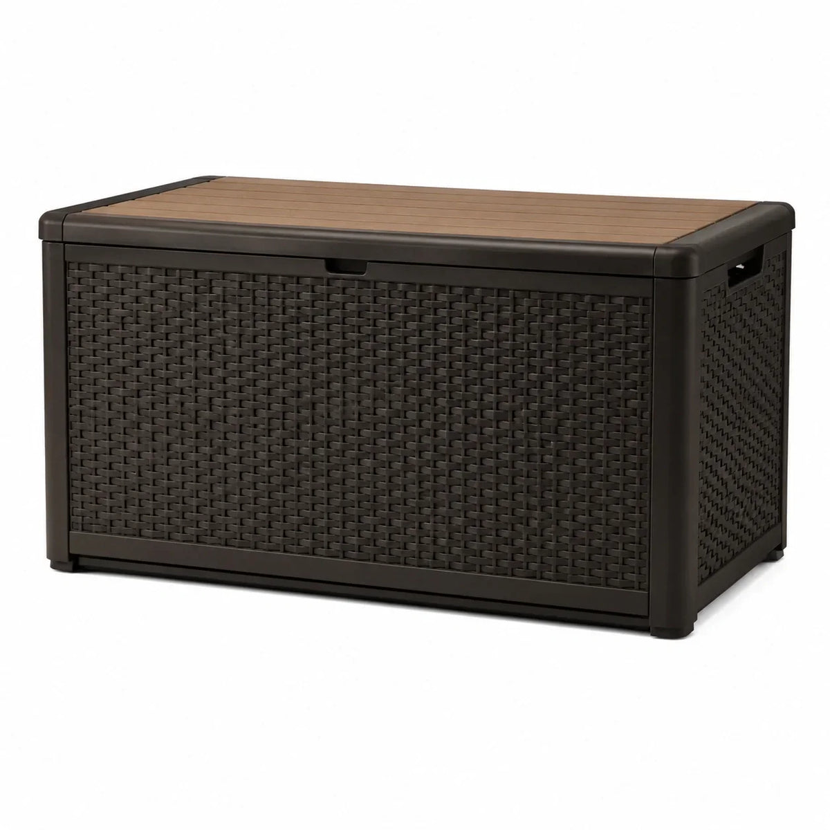 Caja de almacenamiento de polipropileno con aspecto de ratán, marrón, 120x50x60 cm