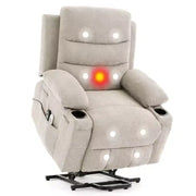 Sillón reclinable elevador eléctrico, reclinables eléctricos para ancianos con calor y masaje, asistencia para levantarse con portavasos, bolsillo lateral, para sala de estar