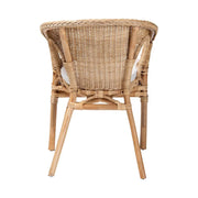Silla de comedor Abbey de ratán natural estilo bohemio moderno