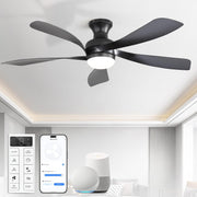 Ventilador de techo inteligente Sofucor con iluminación, ventilador de techo de 132 cm con luz, Alexa/APP, control remoto, 3 temperaturas de color, temporizador, 6 velocidades, motor CC silencioso para dormitorio y salón
