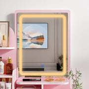 Mesa Tocador de Maquillaje con Luz LED, Espejo y Taburete