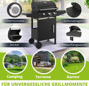 Barbacoa de gas con carro Louisiana, 3 quemadores, 8,1 kW, con tapa, termómetro, rejilla para mantener caliente, parrilla y funda protectora
