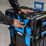 Högert Technik - Juego de cajas 4 en 1 HT7G500, herramientas de bricolaje, caja de herramientas, caja de herramientas con ruedas, resistente a daños, maletín de herramientas, cierres de ABS, estructura modular